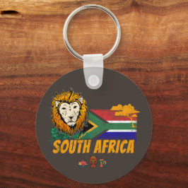 Chaveiro África do Sul Vintage Lion Flag Safari Souvenir