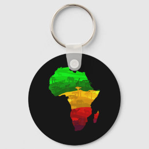 Chaveiro África Mapa Verde Amarelo Vermelho Orgulho African