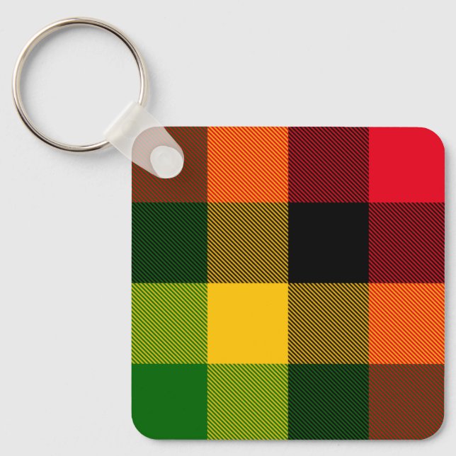 Chaveiro  African Rasta Reggae Colours Plaid Pattern Design (Frente)