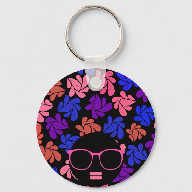 Chaveiro Afro Diva Rosa Lavanda Azul (Frente)