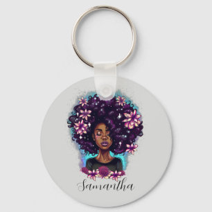 Chaveiro Afro-Mulher Floral