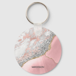 Chaveiro Agato de mármore rosa