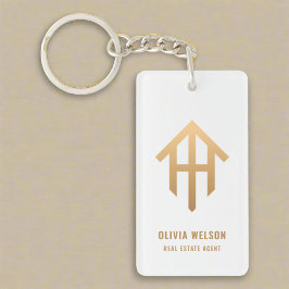 Chaveiro Agente Dourado de Logotipo da Casa Bem-vindo ao la