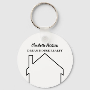Chaveiro Agente Imobiliário de Casa Simples Preto e Branco