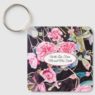 Chaveiro Água de Rosa Rosa Velho Casamento Aquarela
