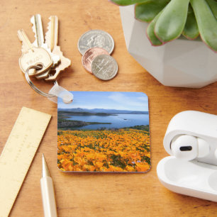 Chaveiro Água Lago California Com Poppies Ouros