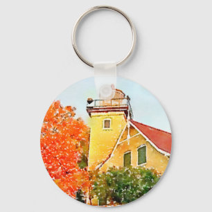 Chaveiro Aguarela do farol do blefe de Door County Eagle