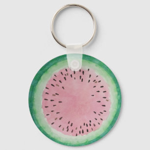 Chaveiro Aguarela pintado mão cor-de-rosa & verde da