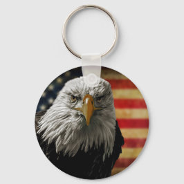 Chaveiro Águia Balda Americana na Bandeira Grunge