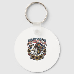 Chaveiro Águia Patriótica América Girassol Vintage