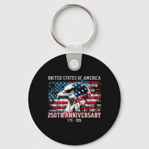 Chaveiro Águia Patriótica Bandeira Americana 250º Aniversár