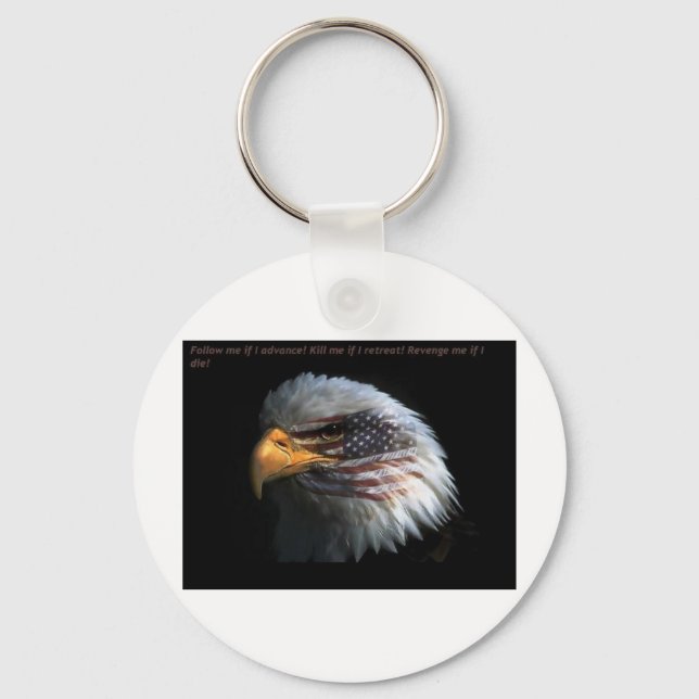 Chaveiro Águia Patriótica com fundo de bandeira (Frente)