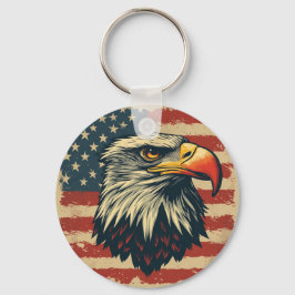 Chaveiro Águia Vintage com Bandeira Americana – Arte Retro