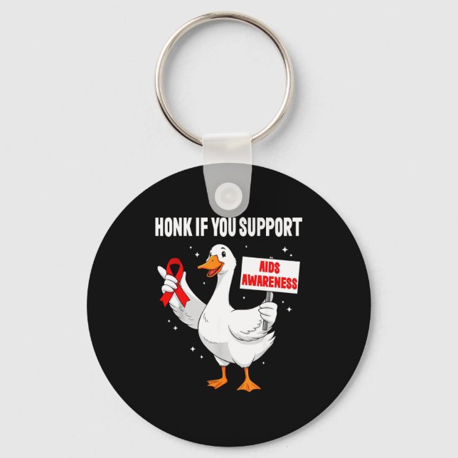 Chaveiro Aids_hiv Awareness Funny Goose World Aids Day Red  (Frente)
