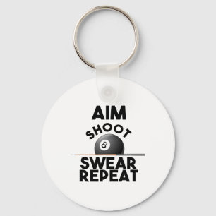 Chaveiro Aim Shoot Swear Repetir - Bilhar Engraçado - Bola