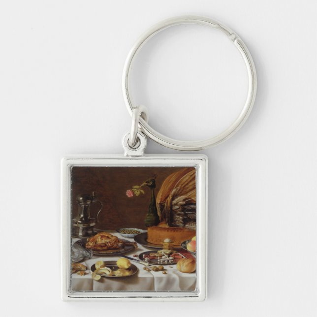 Chaveiro Ainda vida com uma torta do pavão, 1627 (Frente)