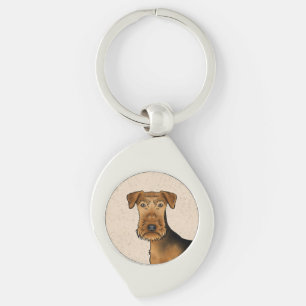 Chaveiro Airedale Terrier Cute Cartoon Cabeça Em Beige