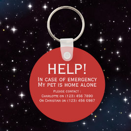 Chaveiro Ajudar o pet home sozinho contato de emergência pe