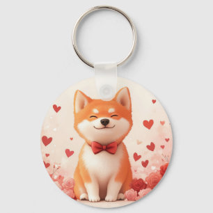 Chaveiro Akita com Rosas - Dia dos Namorados