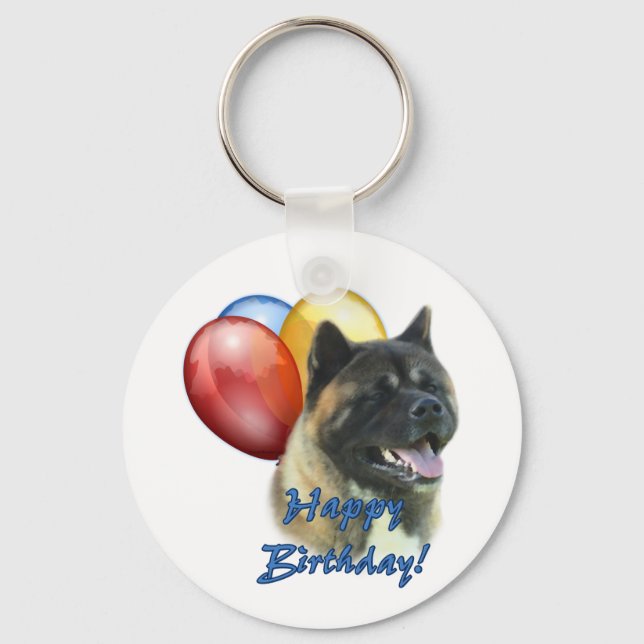 Chaveiro Akita Happy Birthday Balloons (Frente)