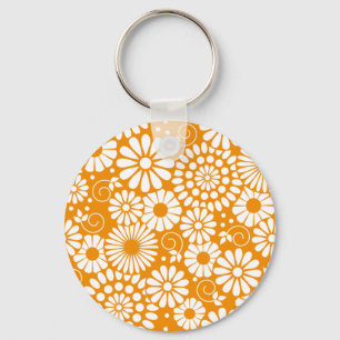 Chaveiro alaranjado floral do vintage