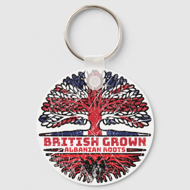 Chaveiro Albanês Albânia Uk Reino Unido Árvore Britânica (Frente)