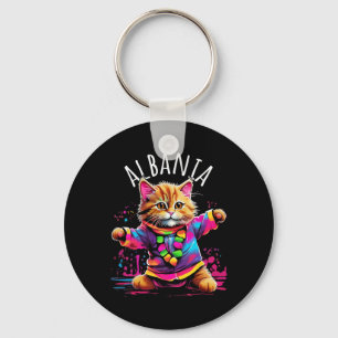 Chaveiro Albânia Gato de Dança Colorida, Engraçado e Engraç