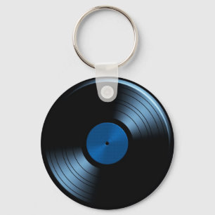 Chaveiro Álbum gravado retro de vinil no azul