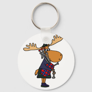 Chaveiro Alces engraçados que jogam a arte dos Bagpipes