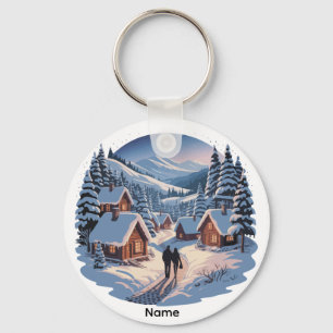 Chaveiro Aldeia de Inverno Natalícia Retro Personalizada 9