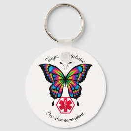 Chaveiro Alerta diabético tipo 1 ou 2 Personalizar borbolet