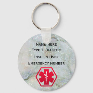 Chaveiro Alerta Médico Diabético Personalizado Tipo 1 ou 