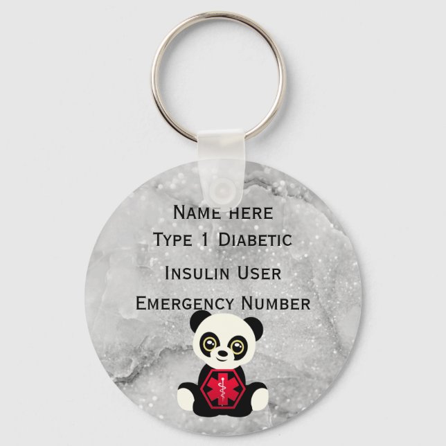 Chaveiro Alerta Personalizado Tipo 1 ou 2 para ID diabético (Frente)