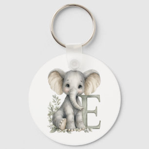 Chaveiro Alfabeto de animais bebês em aquarela fofa Elefant