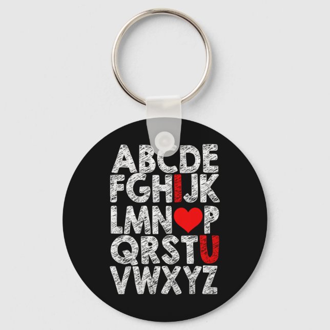 Chaveiro Alfabeto Eu Amo Você Gráfico Com Destaque De Coraç (Frente)