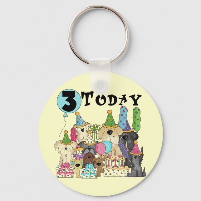 Chaveiro Alfinetes aniversário de 3 anos Bash Camisetas e p (Frente)