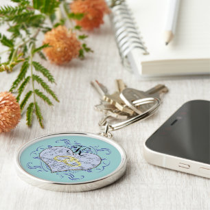 Chaveiro Algo Azul Monograma Vow Heart