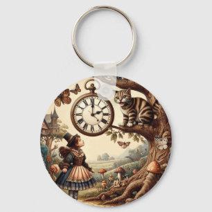 Chaveiro Alice & Gato de Cheshire: Fantasia Caprichosa do P