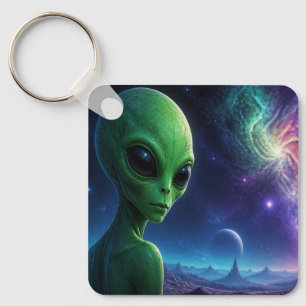 Chaveiro Alienígena Extraterrestre Olhando por Cima do Ombr