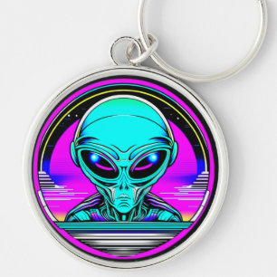 Chaveiro Alienígena Extraterrestre Voando um OVNI