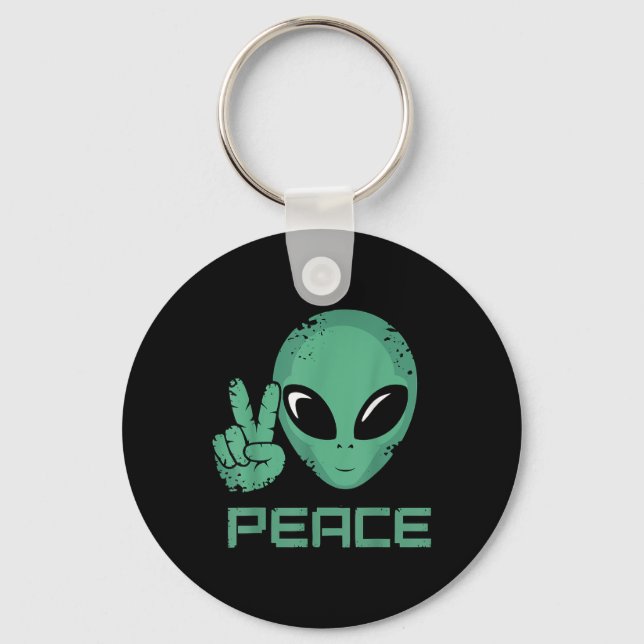 Chaveiro Alienígena Peace Hippie Ufo (Frente)
