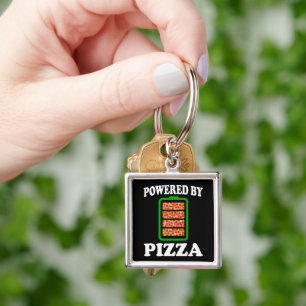 Chaveiro  Alimentado Por Pizza - Camisa Divertida de Pizza 