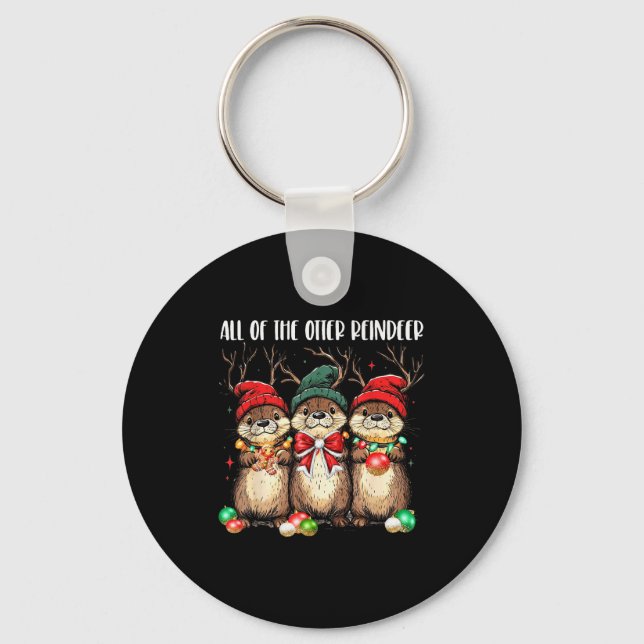 Chaveiro All Of The Otter Reindeer Christmas Otters Santa X (Frente)