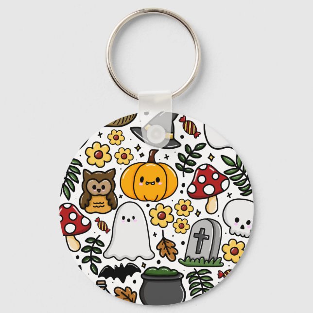 Chaveiro Almofada com estampa fofa de Halloween (Frente)