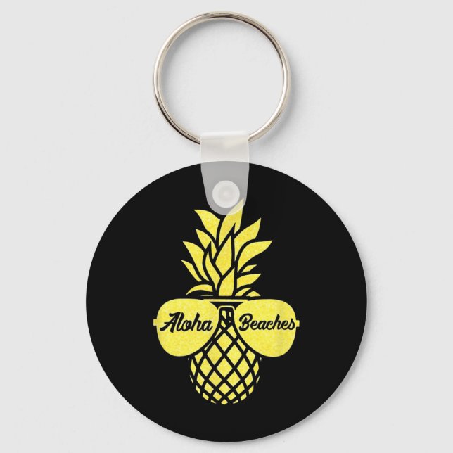 Chaveiro Aloha Beaches Ananás Amarelo Presente no Havaí Pul (Frente)