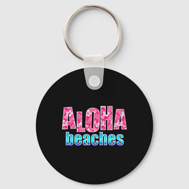 Chaveiro Aloha Beaches Hibiscus Flor Havaiana Rosa (Frente)