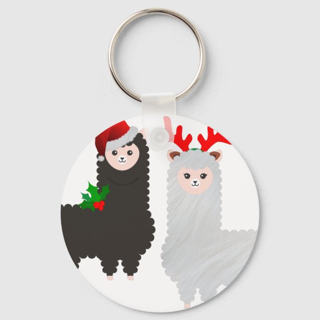 Chaveiro alpacas de renas de natal (Frente)
