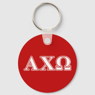Chaveiro Alphi Chi Omega White e Red Letters