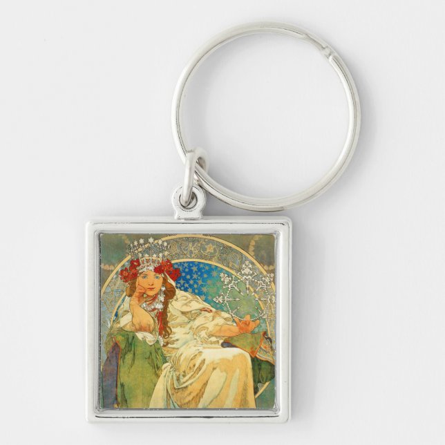 Chaveiro Alphonse Mucha Art Nouveau Princess Hyacinth (Frente)