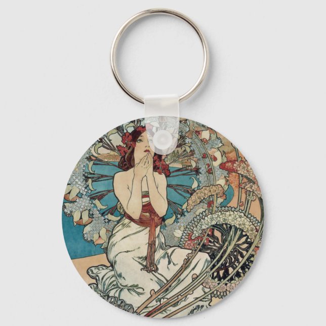 Chaveiro Alphonse Mucha ~ Mônaco Monte Carlo Art Nouveau (Frente)